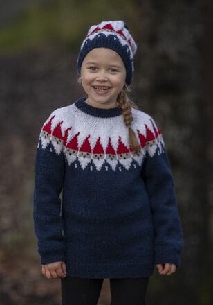 2032-5b "Nisse"-genser og lue Marine